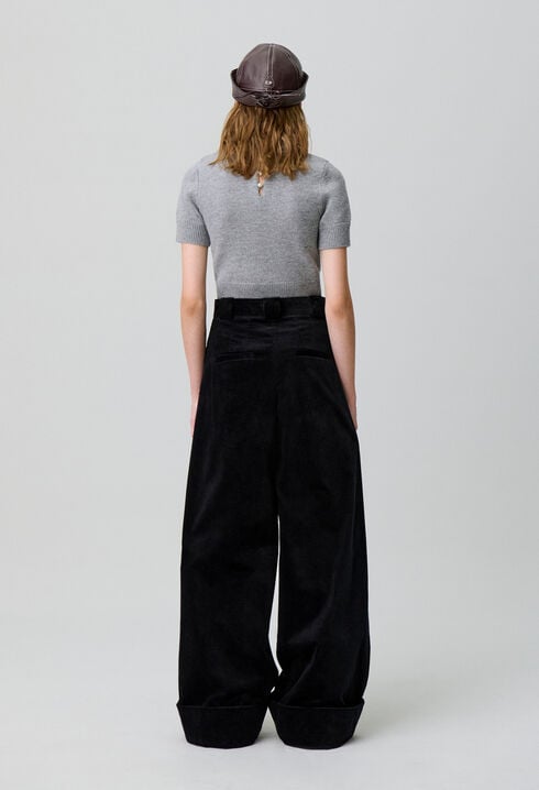 Pantalon large velours