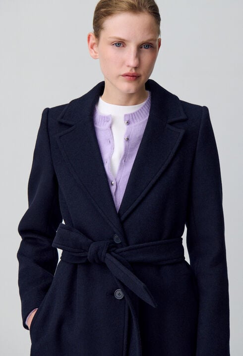 Long double-breasted wool coat