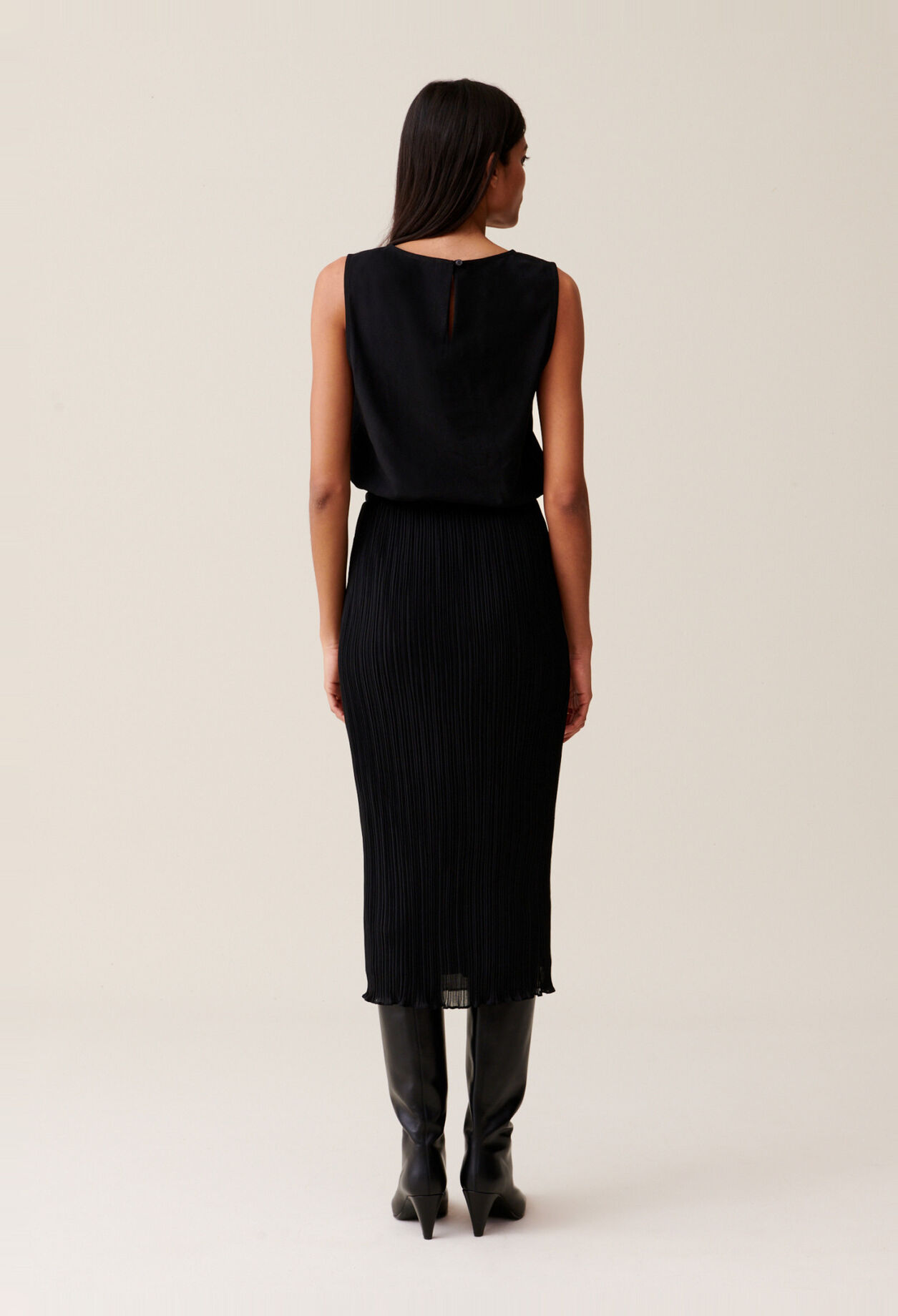 Robe 7/8&egrave;me col rond &eacute;lastiqu&eacute;e