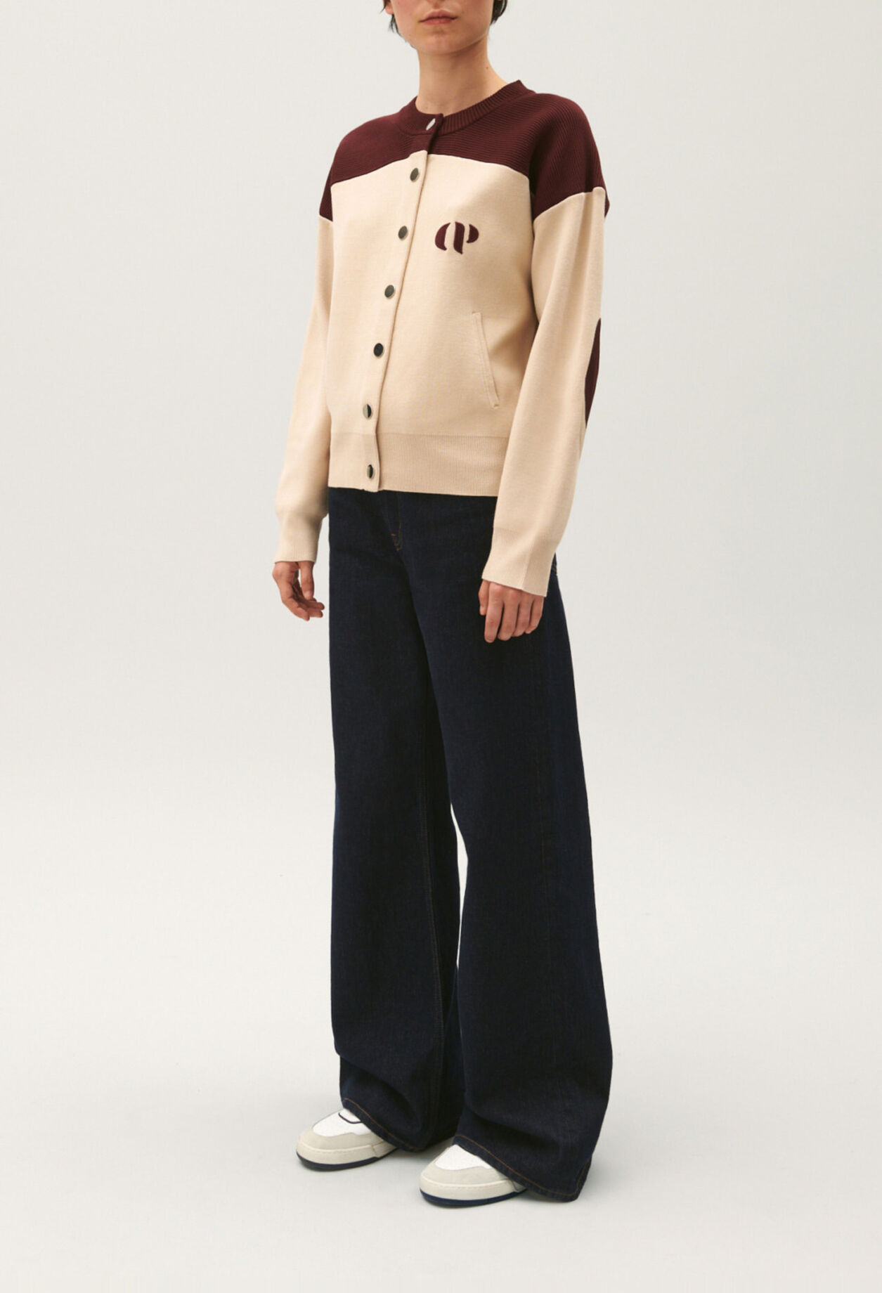 Zweifarbiger Strick-Cardigan Minimum