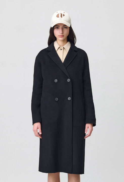 Black straight mid-length coat 