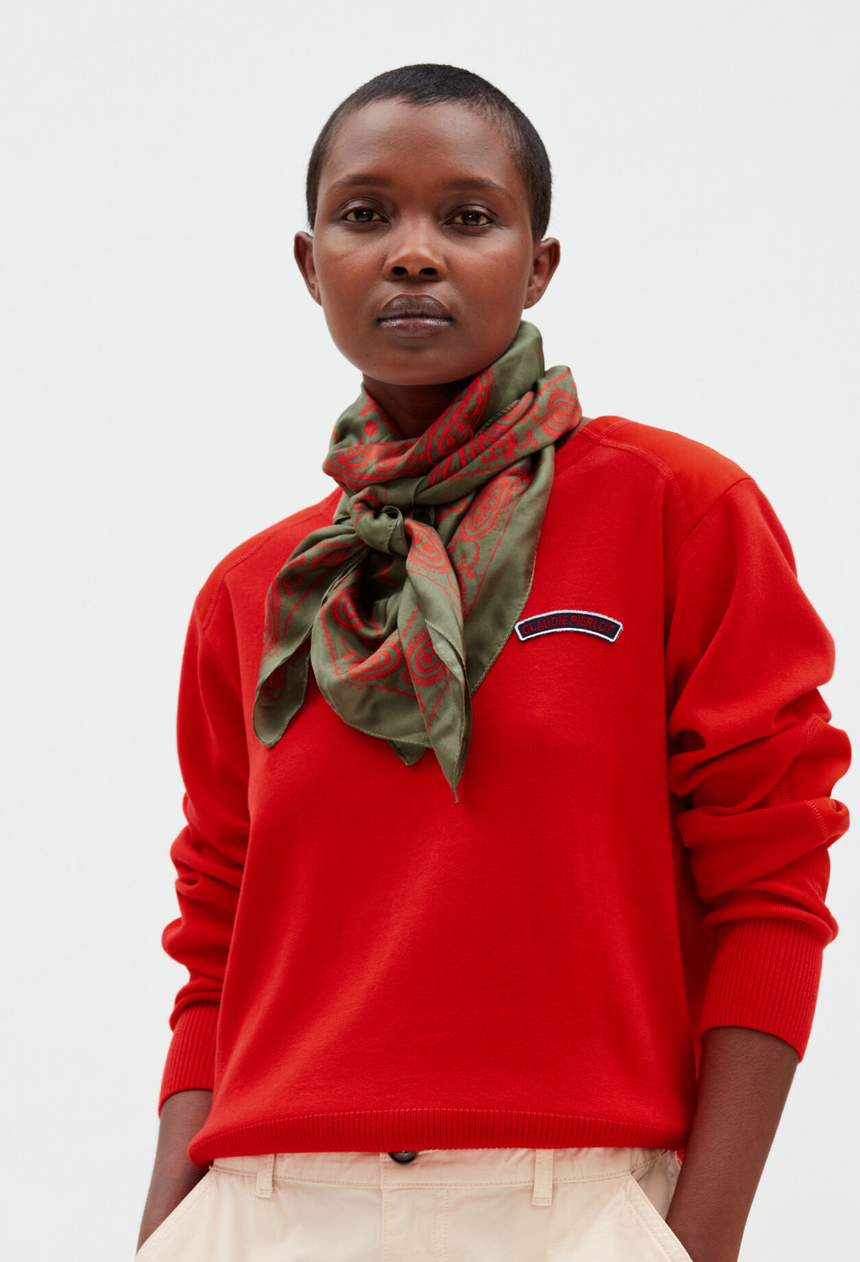 Khaki silk scarf