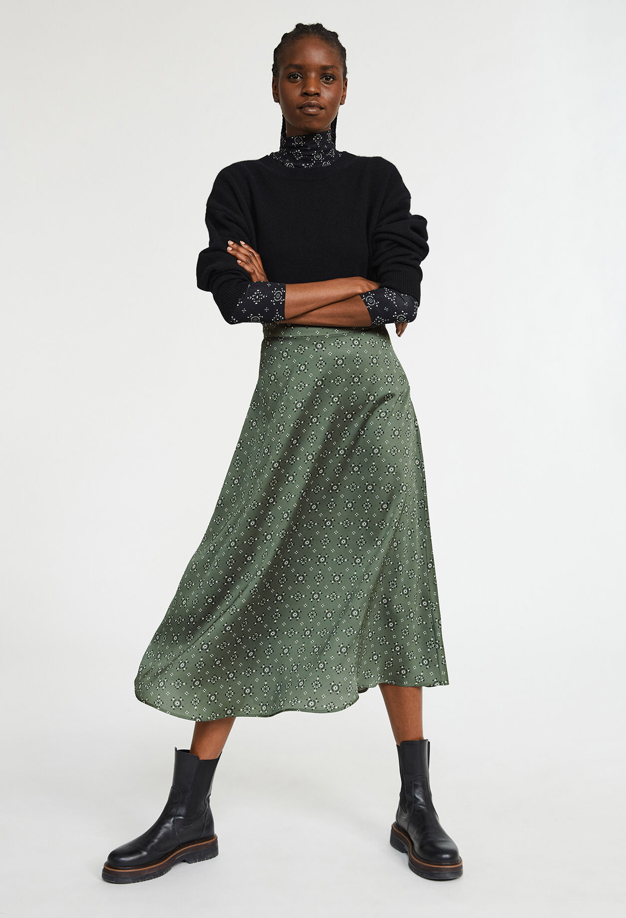 【関税 送料無料】CLAUDIE PIERLOT モノグラムAラインスカート Jupe imprimée géométrique for women | Claudie Pierlot