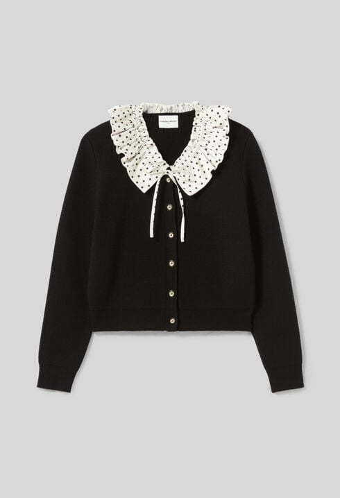 Fine Knit Cardigan with Collar