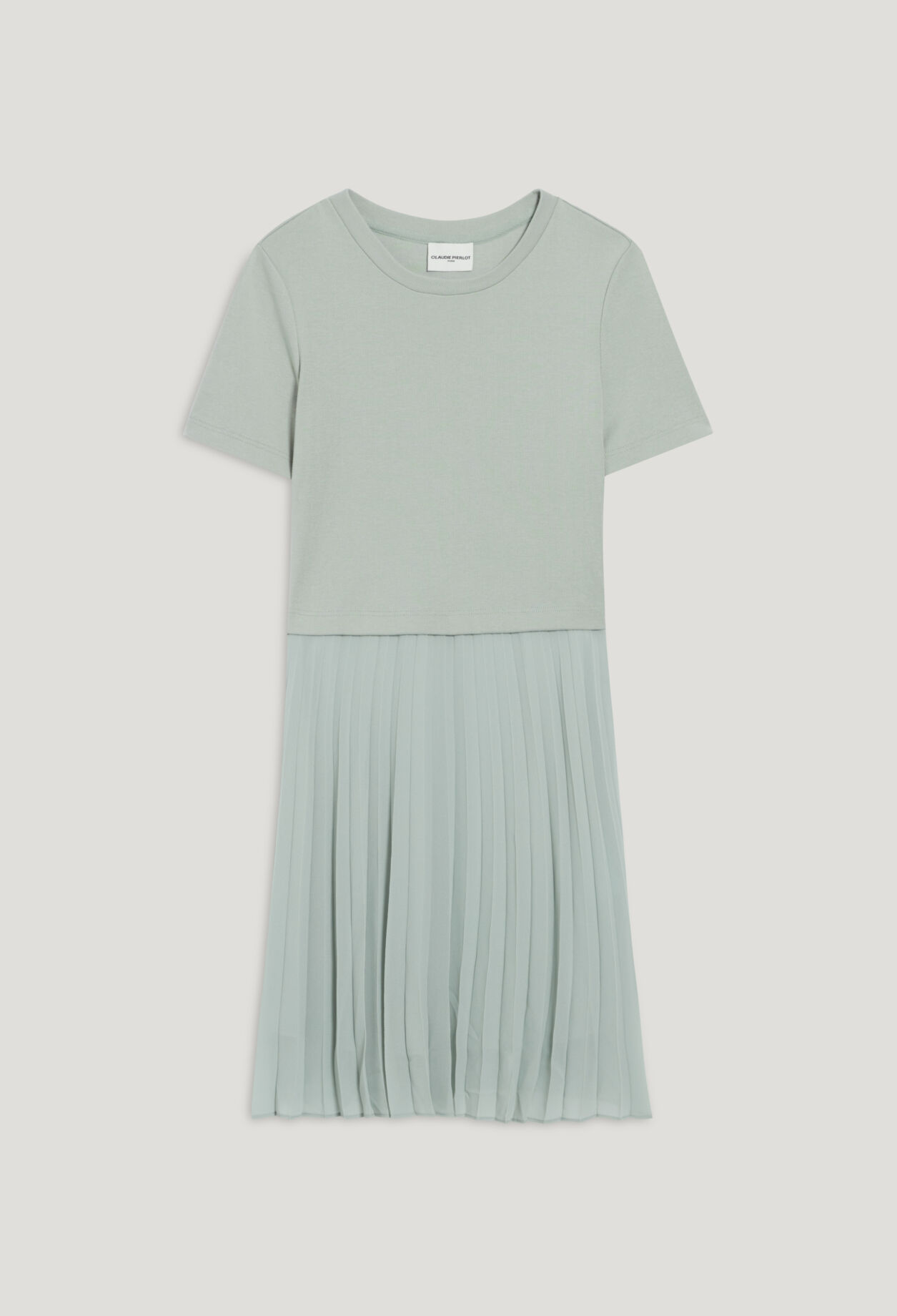 Robe courte pliss&eacute;e amande