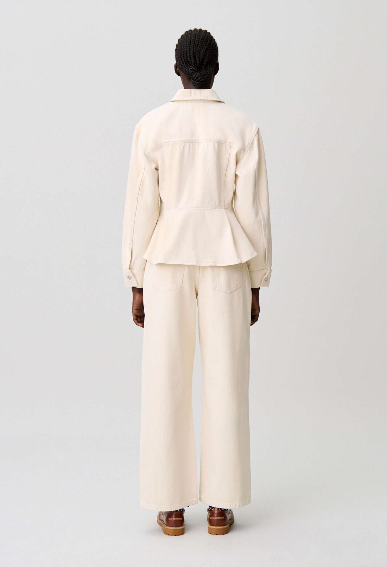 Blouson denim écru manches longues