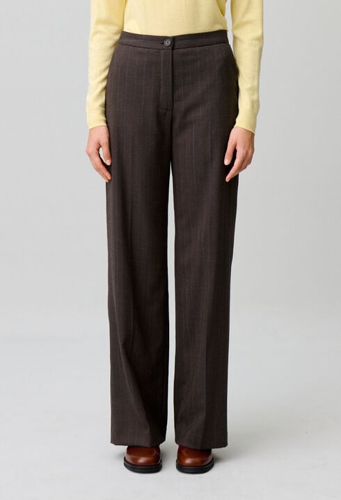Straight striped wool trousers