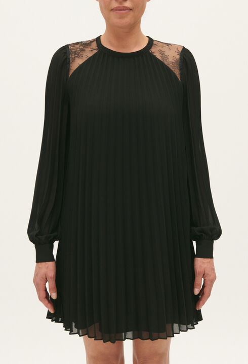 Short black pleated dress