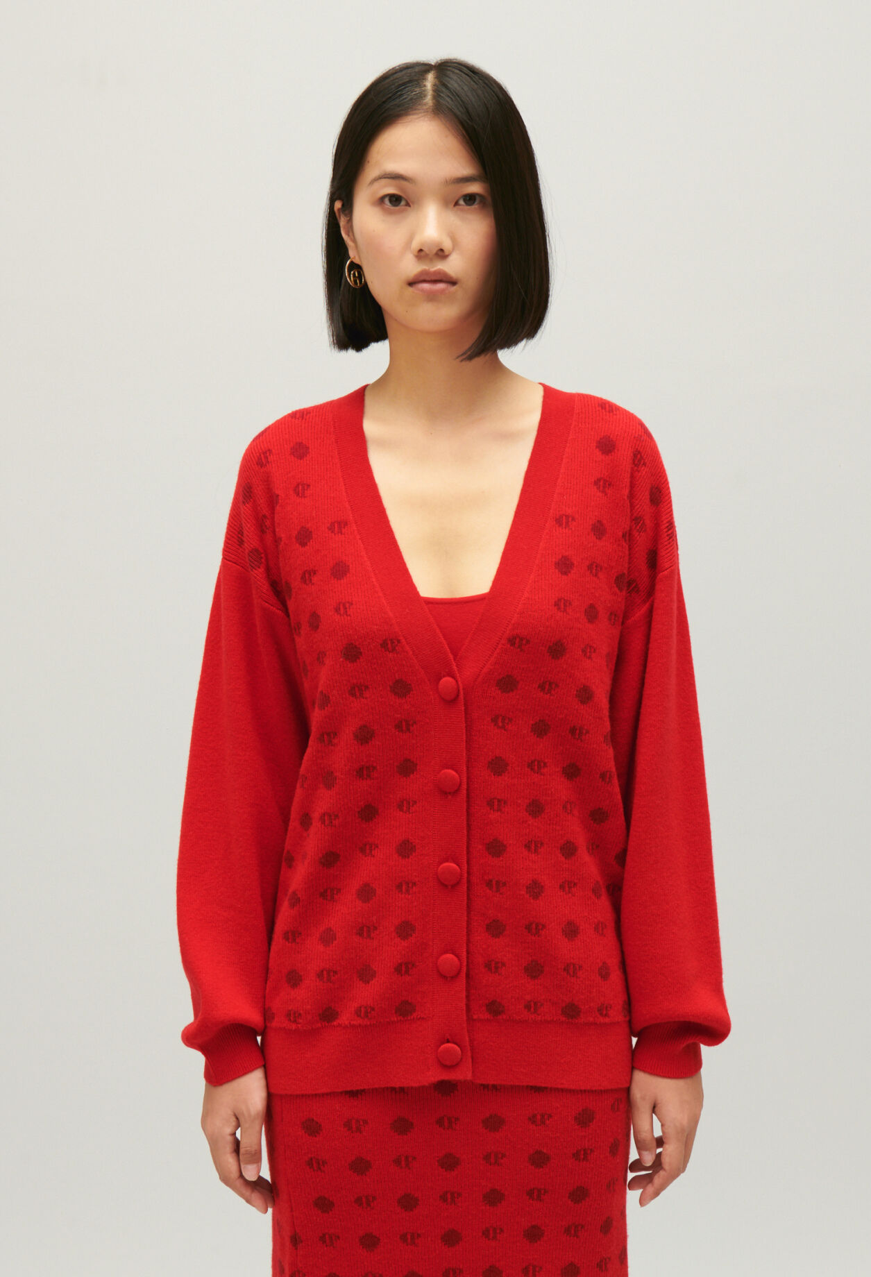Jacquard-Cardigan in Rot