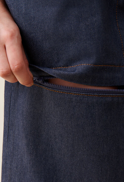 Jupe denim zippée modulable
