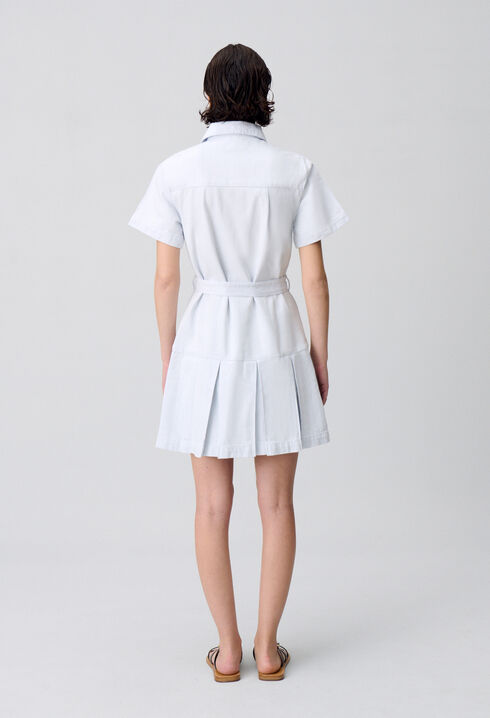 Robe courte denim à plis