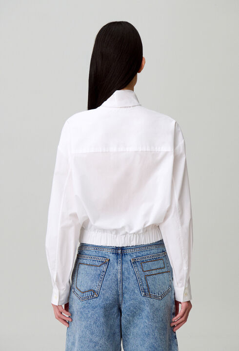 Pussy-bow poplin blouse