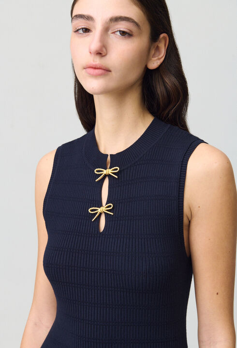 Langes Feinstrick-Kleid, Schleifen