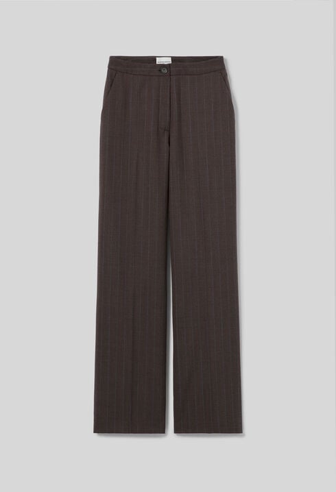 Straight striped wool trousers
