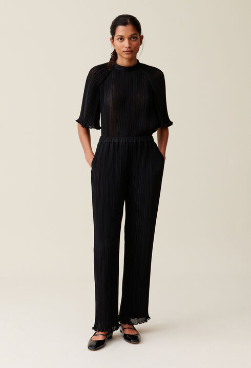 Plissierte Hose mit Volant