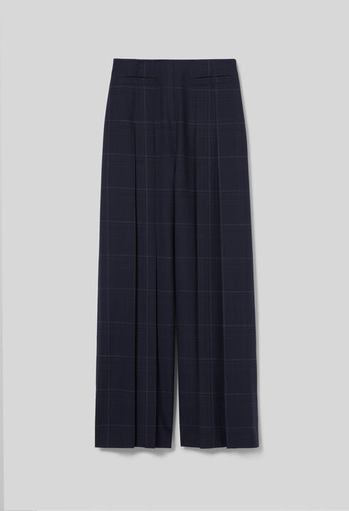 Wide-leg checked trousers
