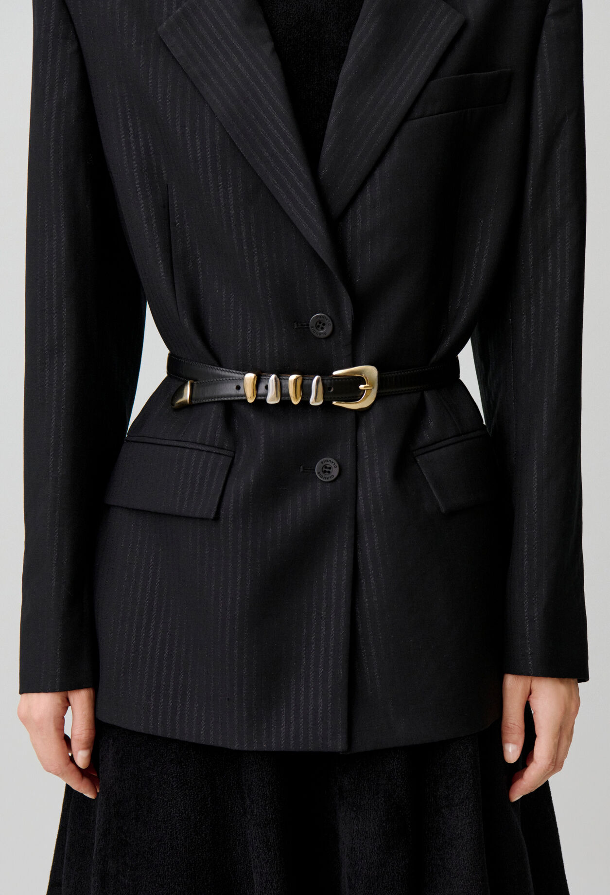 Ceinture cuir boucle dor&eacute;e