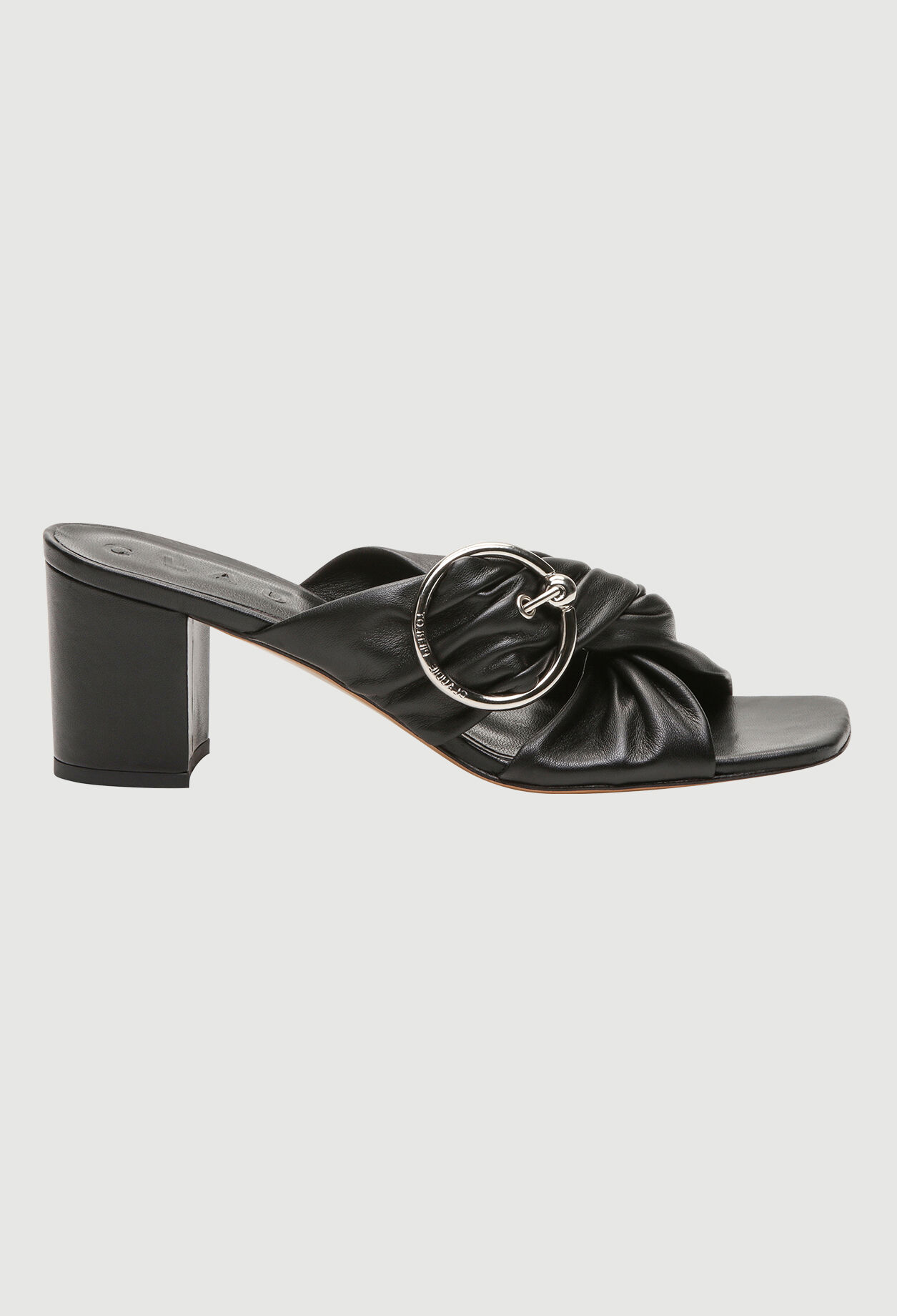 Sandale mule à boucle métal
