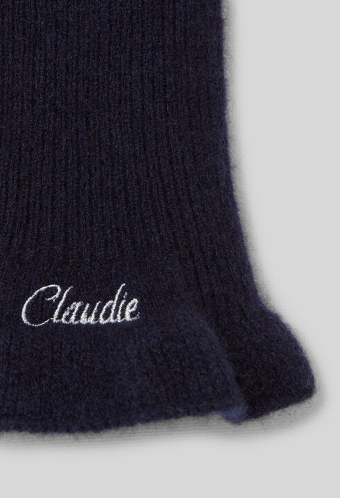 Embroidered knit gloves