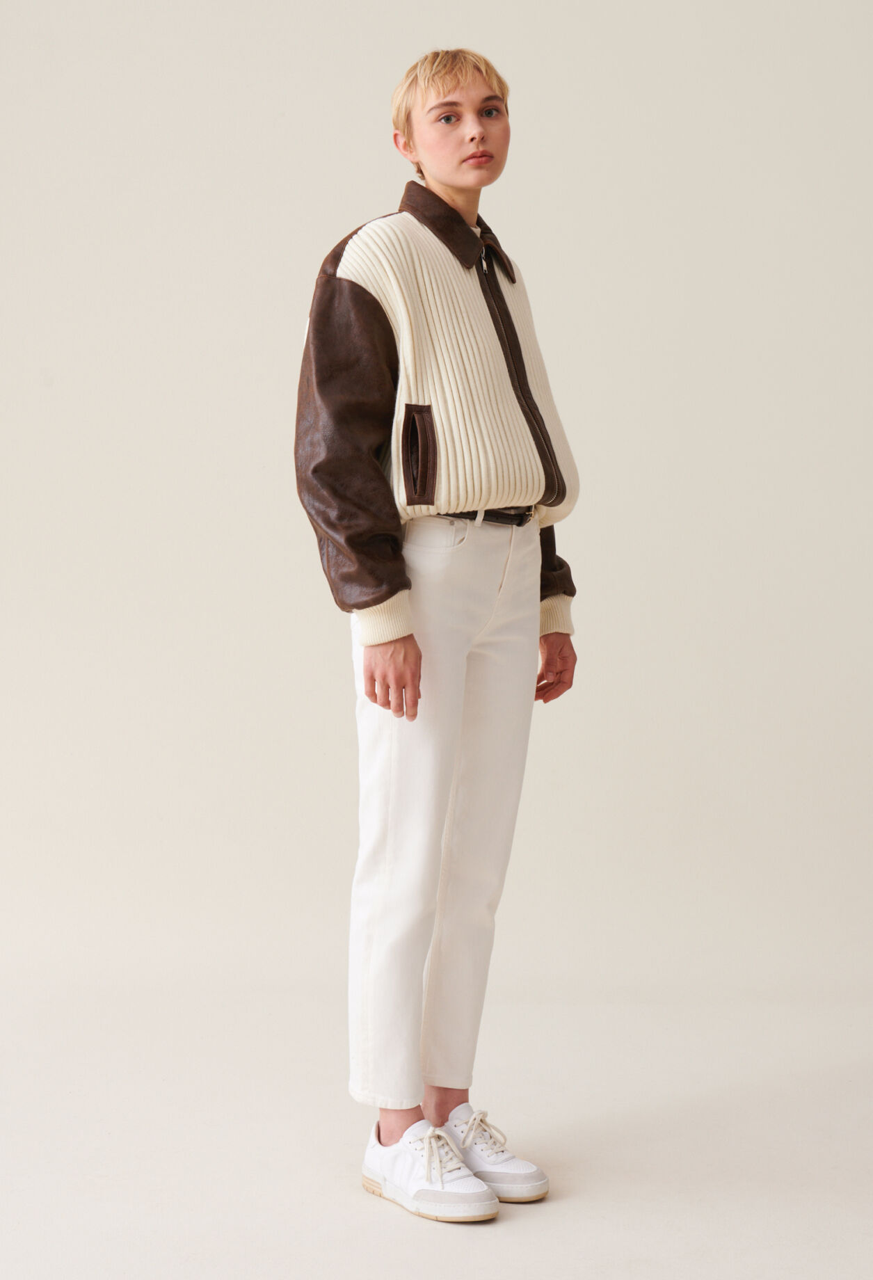 Brown two-tone bomber jacket