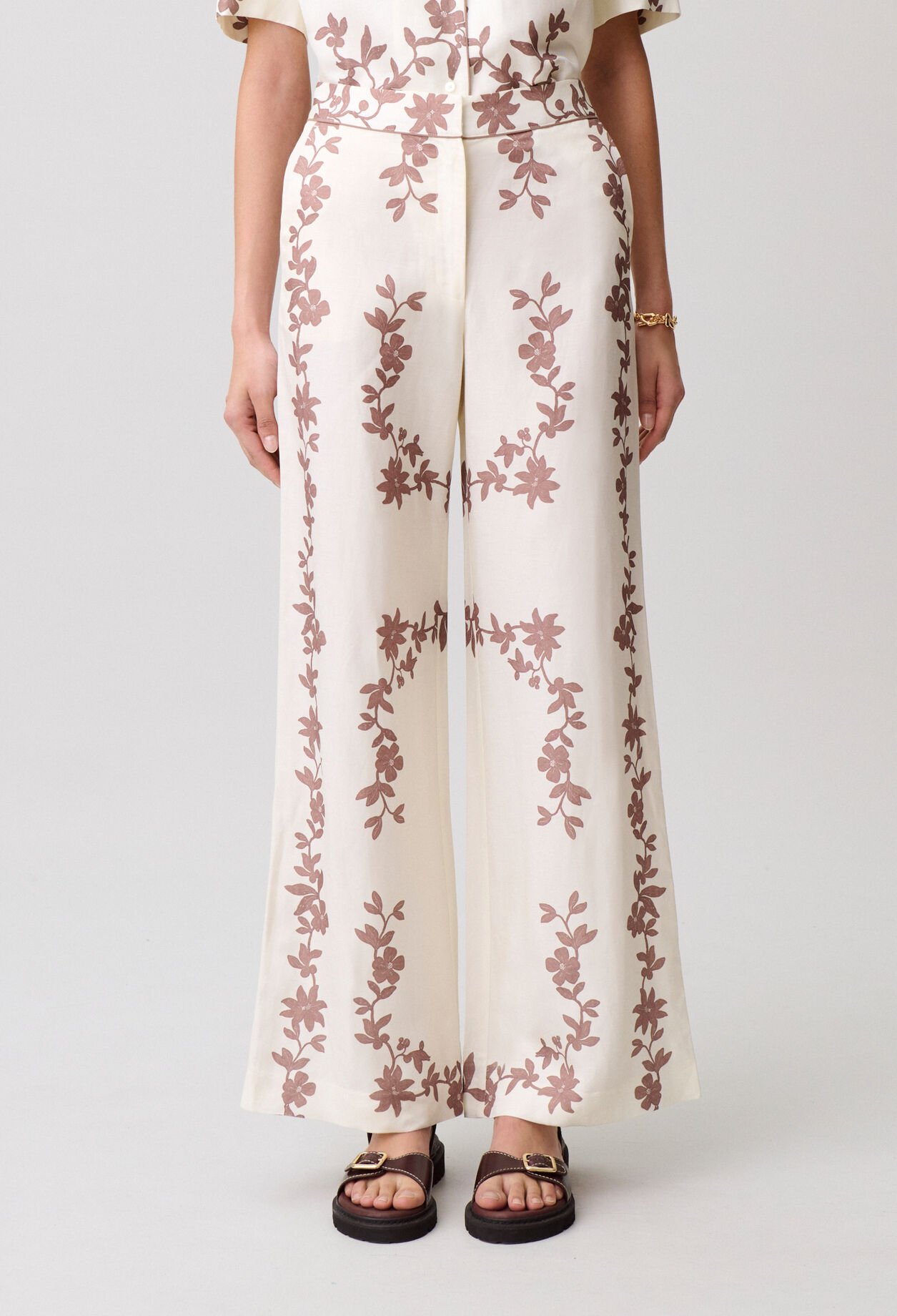 Pantalon large fleurs