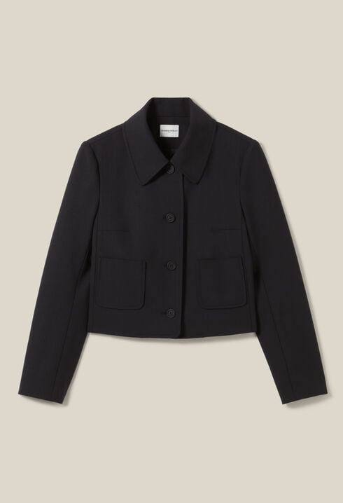 Black wool-blend box jacket