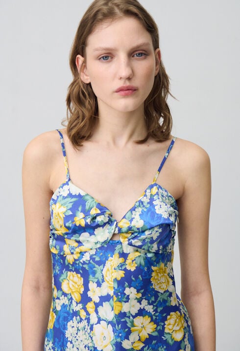 Floral Satin Maxi Dress