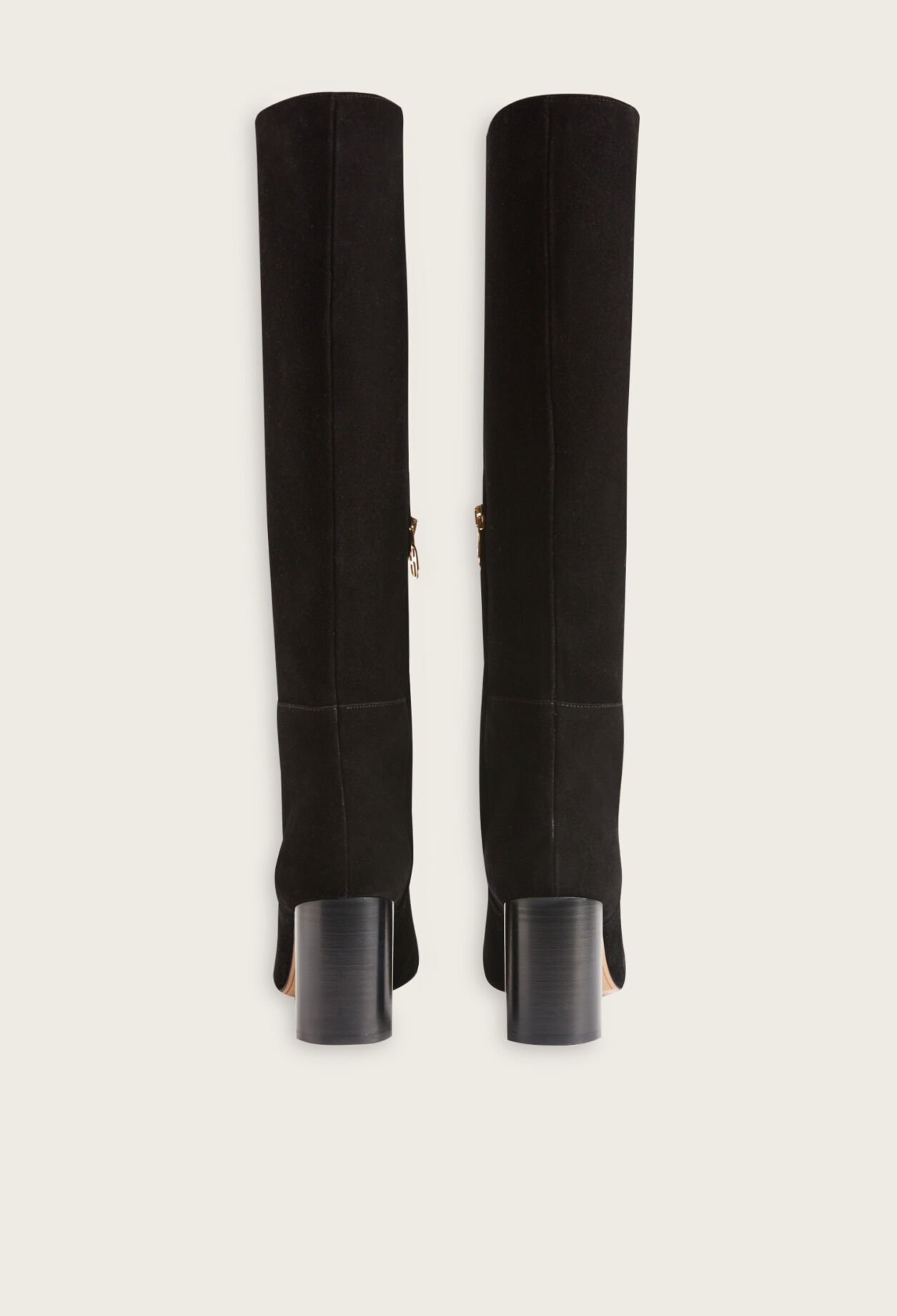 Hohe Veloursleder-Stiefel Schwarz