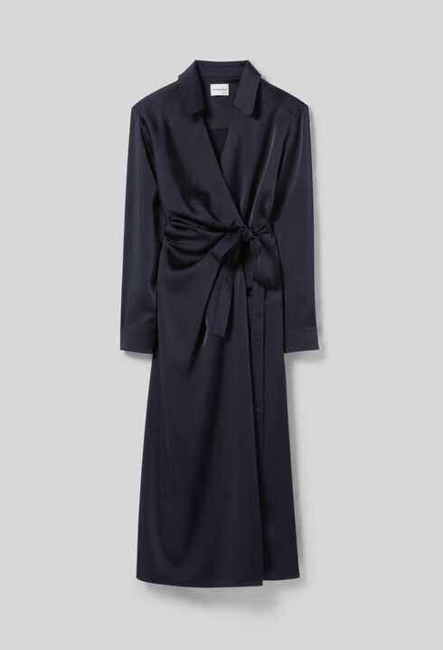 Mid-length Satin Wrap Dress