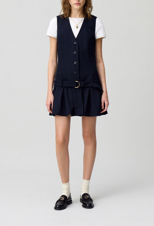 Robe courte cintr&eacute;e pliss&eacute;e
