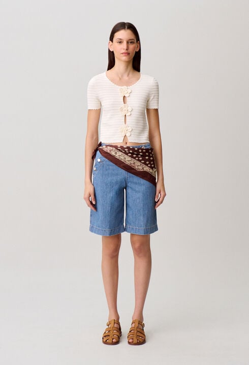 Striped short-sleeved jumper