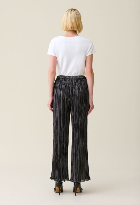 Silberne plissierte Hose