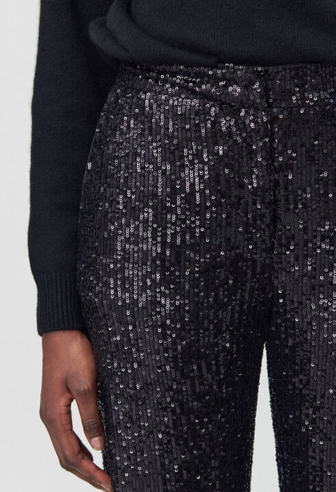 Gerade Hose Pailletten schwarz