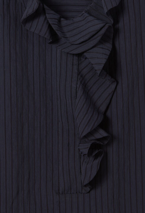 Navy striped ruffle dress