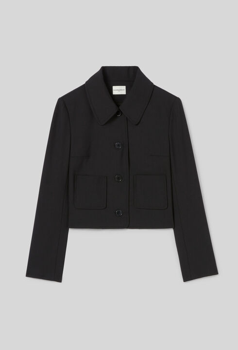 Black wool-blend box jacket