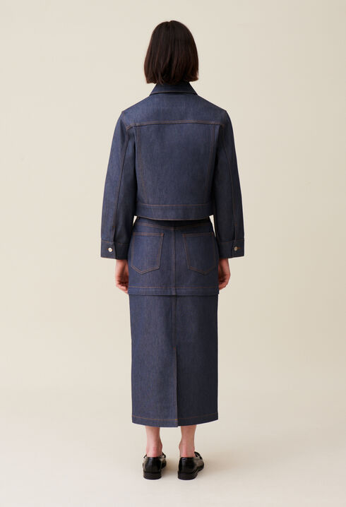 Veste denim foncé large 