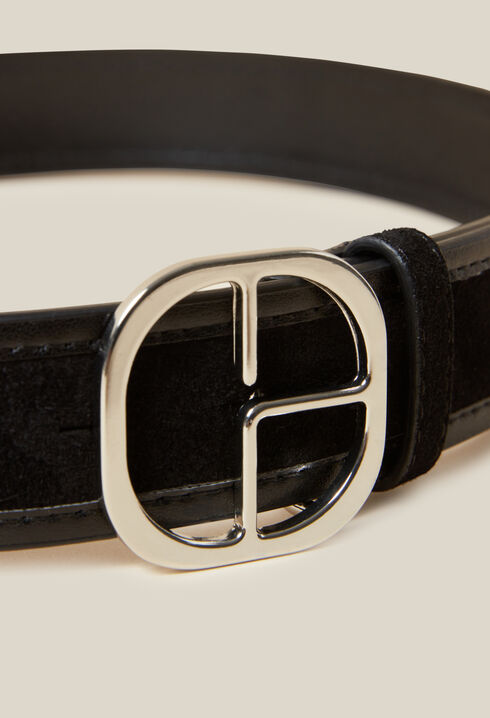 Black suede leather belt 