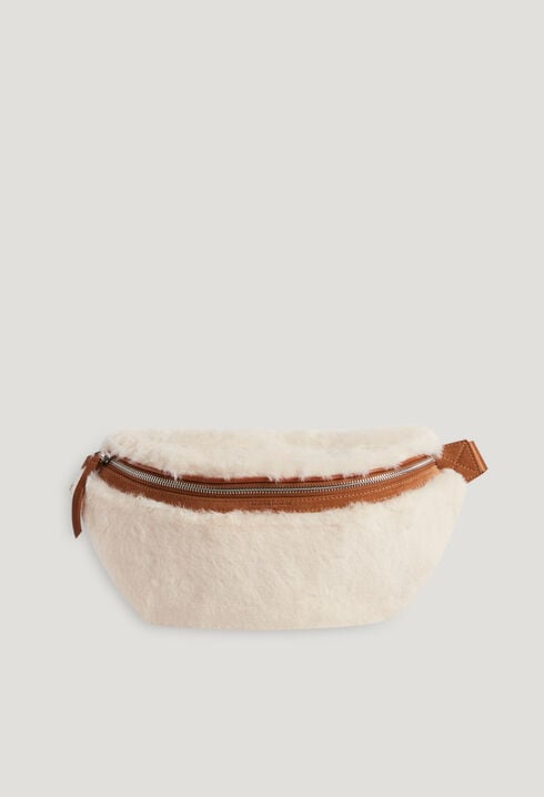 Ecru faux fur bum bag