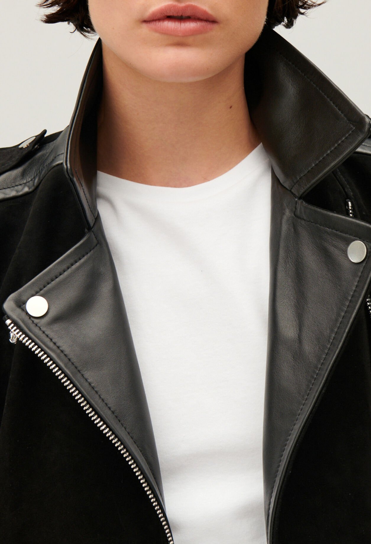 Schwarze Leder Jacke