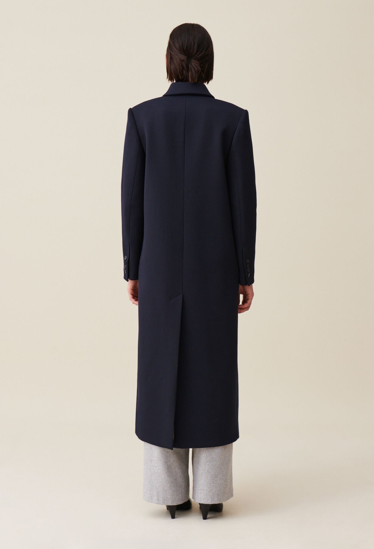 Manteau long coupe droite bleu
