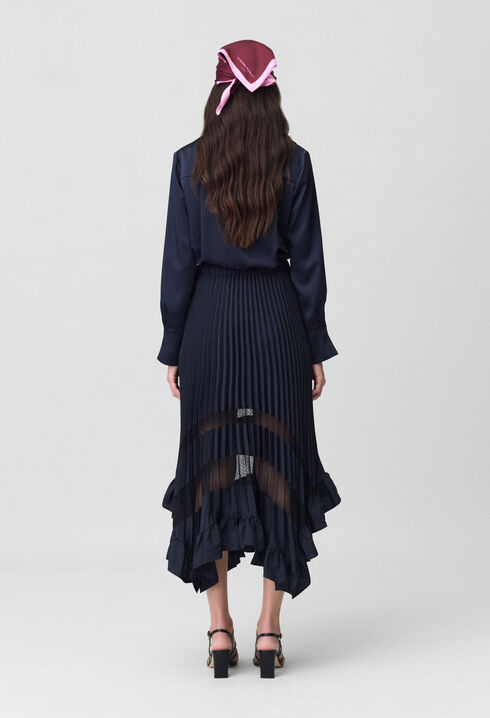Jupe midi plissée et asymétrique