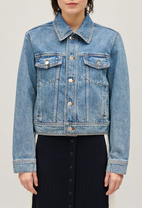 Veste droite jean bleu
