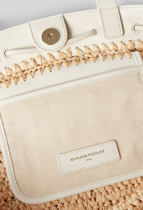 Panier raphia cuir