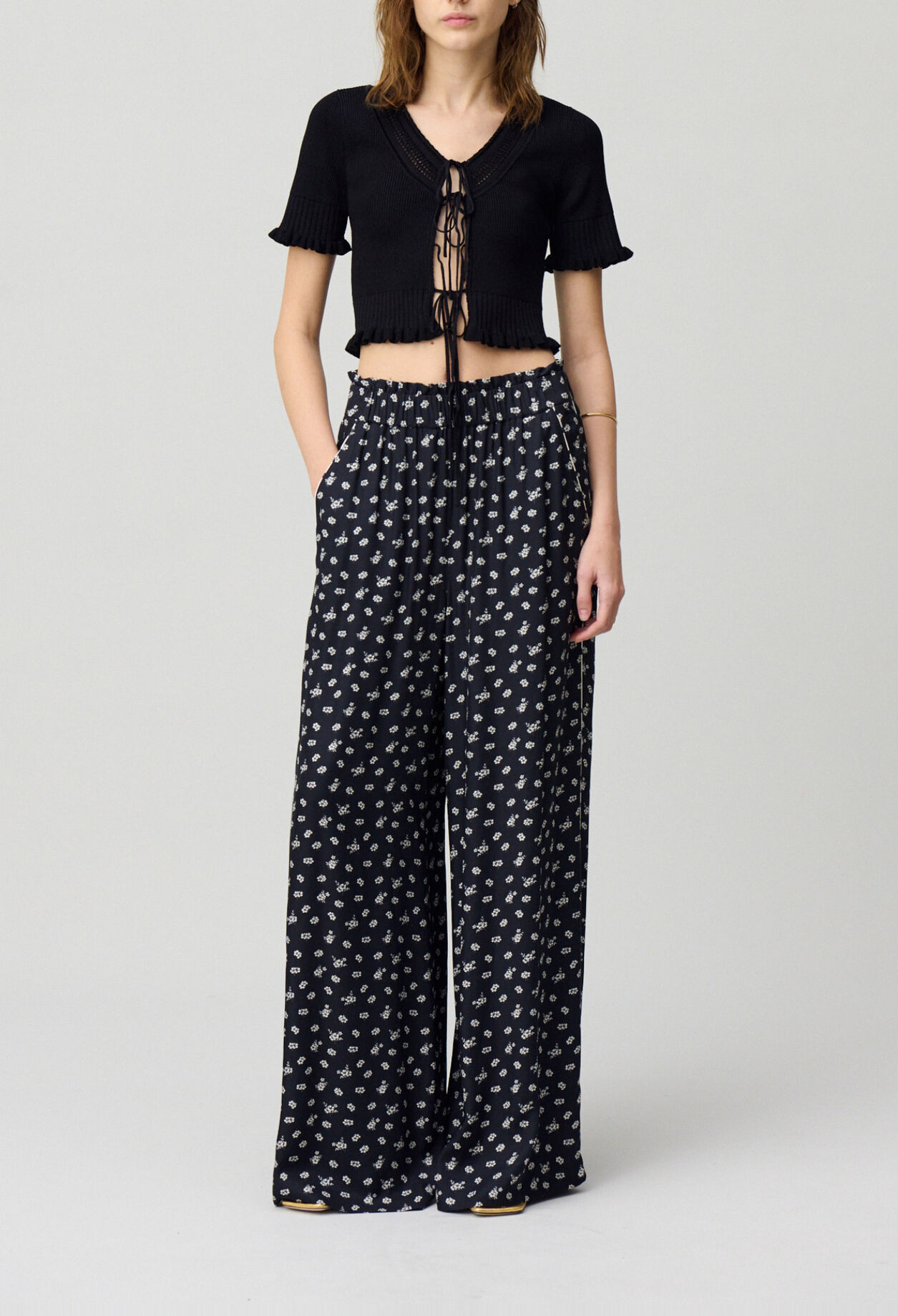 Pantalon large fluide imprim&eacute;