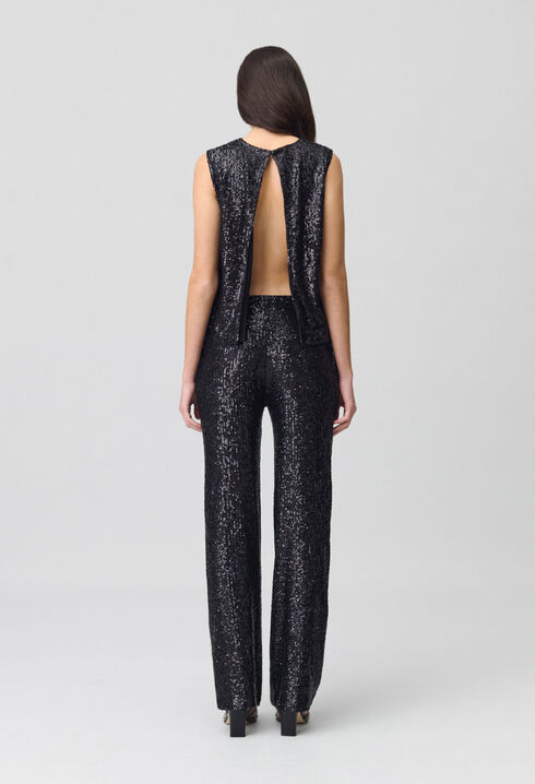 Top à sequins noir