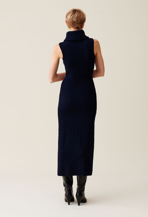 Robe maille zippée col montant