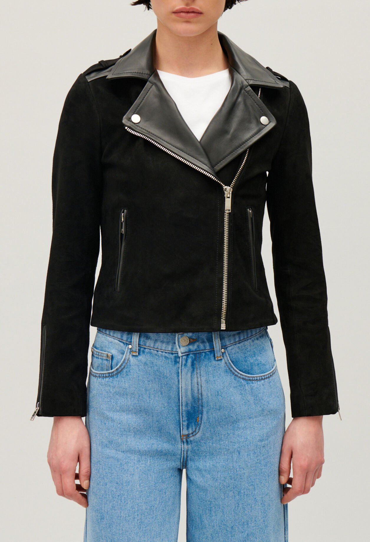 Schwarze Leder Jacke