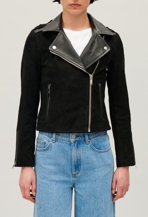 Schwarze Leder Jacke