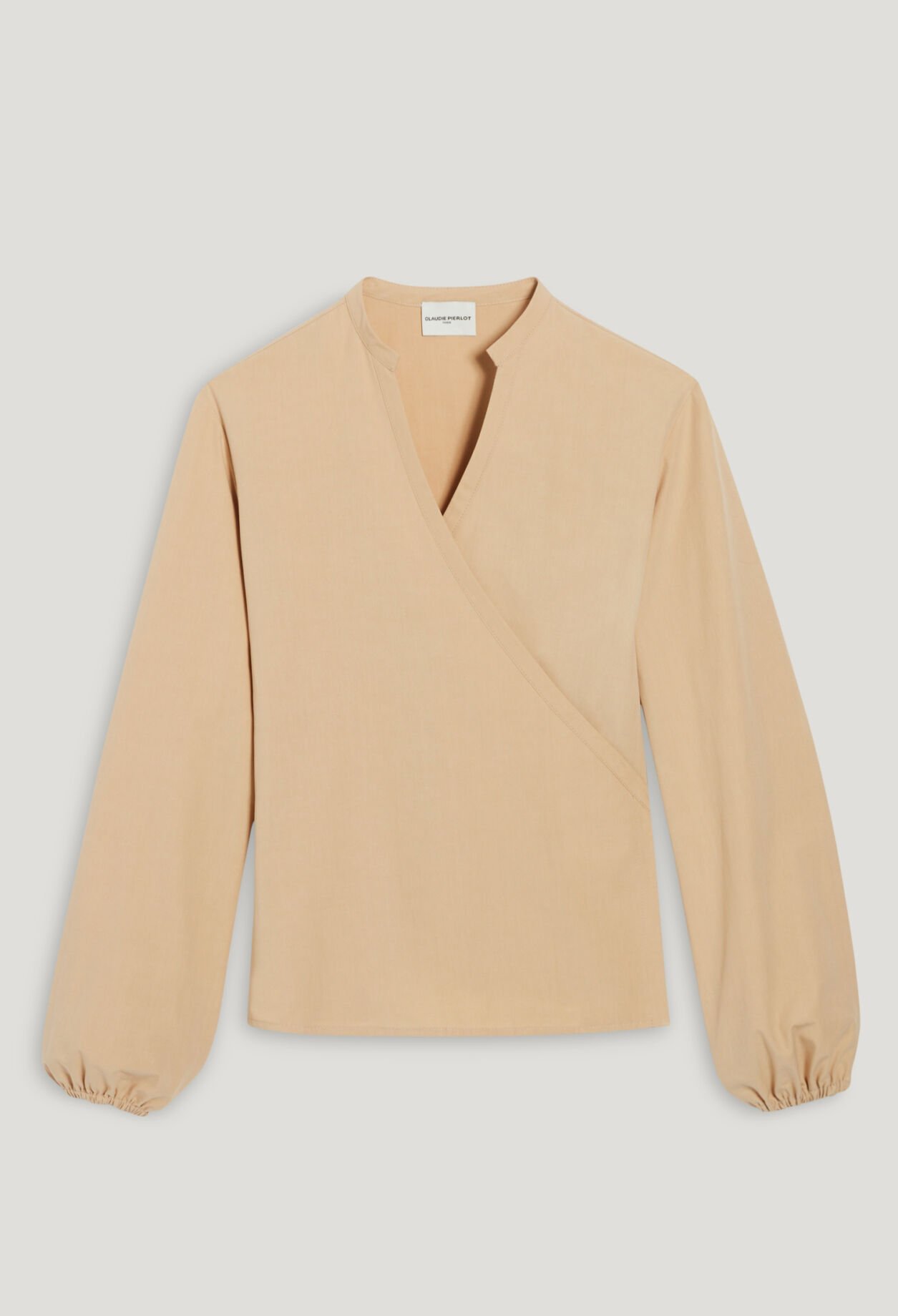 Sandfarbene Wickelbluse
