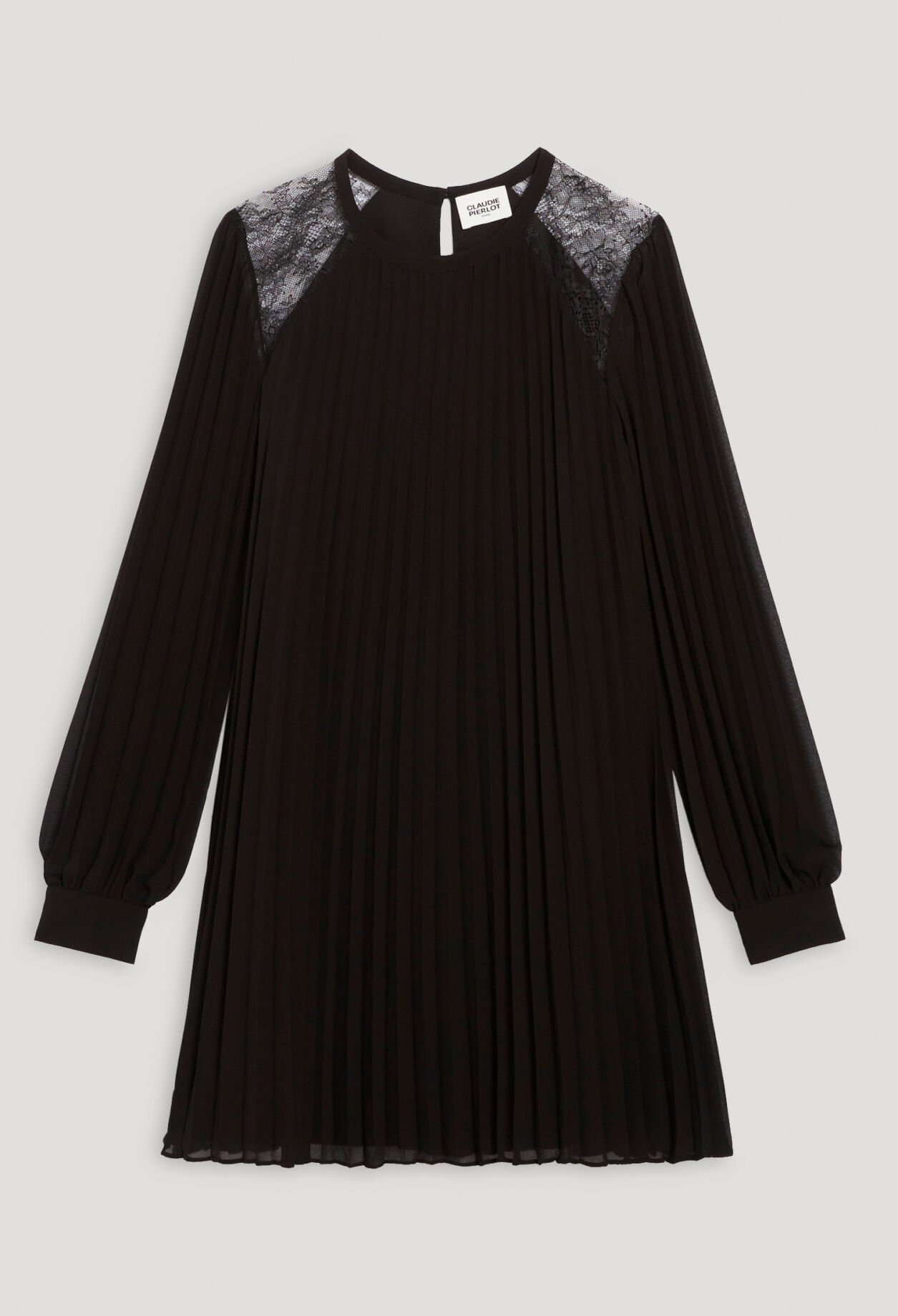 Kurzes plissiertes Kleid schwarz
